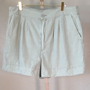 Joie Women's High Waist Pleated Sage Green Shorts Linen Cotton Blend Large